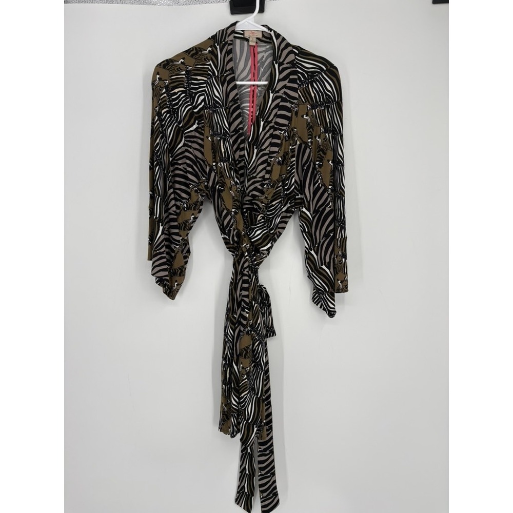 Banana Republic Dress Womens 4 Brown Issa London Collection Zebra Wrap V-Neck